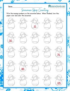 Snowman Math Homeschool Free Printable