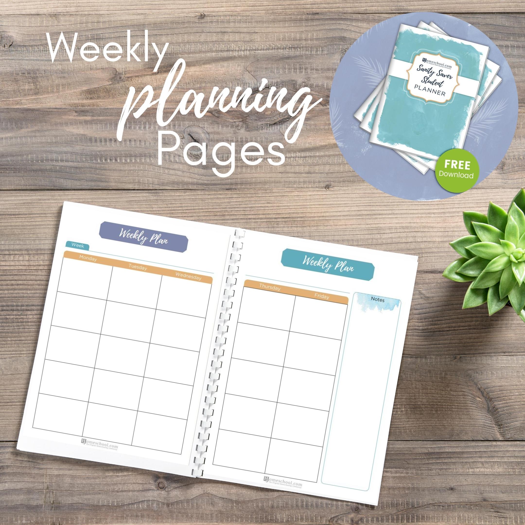 Weekly Homeschool Planning Pages