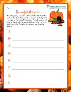 Thanksgiving Printable Acrostic