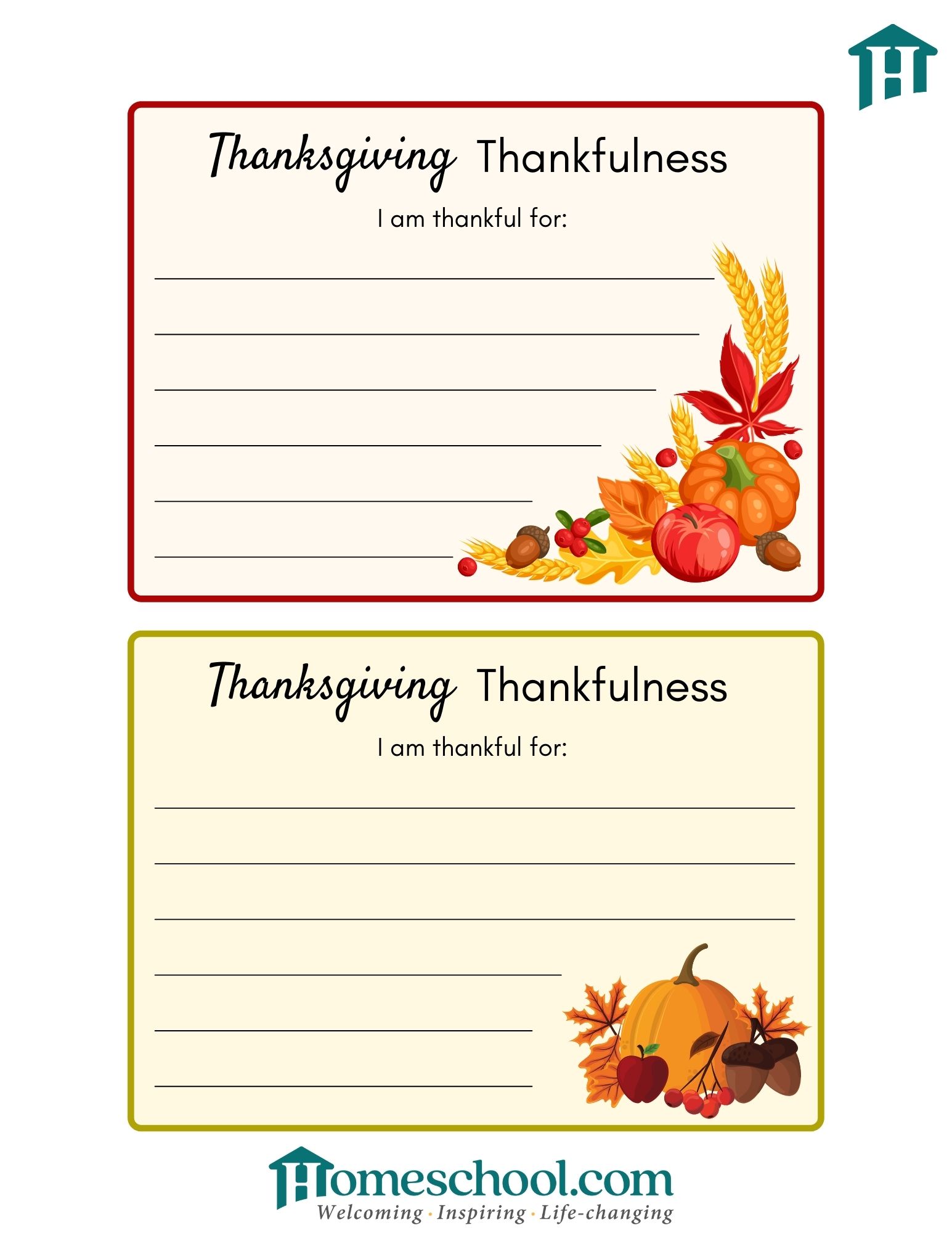 Free November Homeschool Printables | Homeschool .com