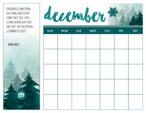 December calendar printable