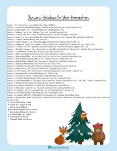 January Holidays for Your Homeschool