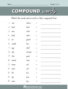 compound words printable