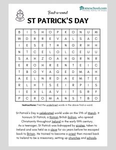 St. Patrick's Day Word Search Printable